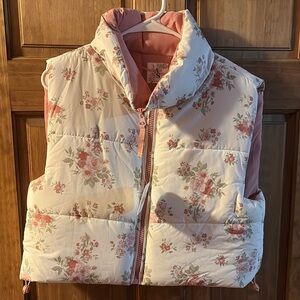 Altar'd State Floral Vest with Pink Details